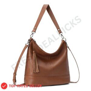 Genuine Leather Hobo Crossbody Bag Soft Slouchy Minimal Chic Classic Style